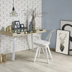 Skånska Möbelhuset Raegan Skrivbord 120x60 Cm - Vit/ek/Glas