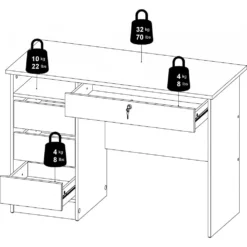 Skånska Möbelhuset Function Plus Skrivbord Med 3 Lådor 109,3 X 48,5 Cm - Svart -Stolar affär d059cd839feda8417679abe763f3d66523