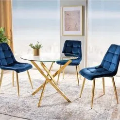 Skånska Möbelhuset Charlotte Matbord Ø90 Cm - Guld -Stolar affär d97cd7da042b40d620608e6d55a8f4e56c