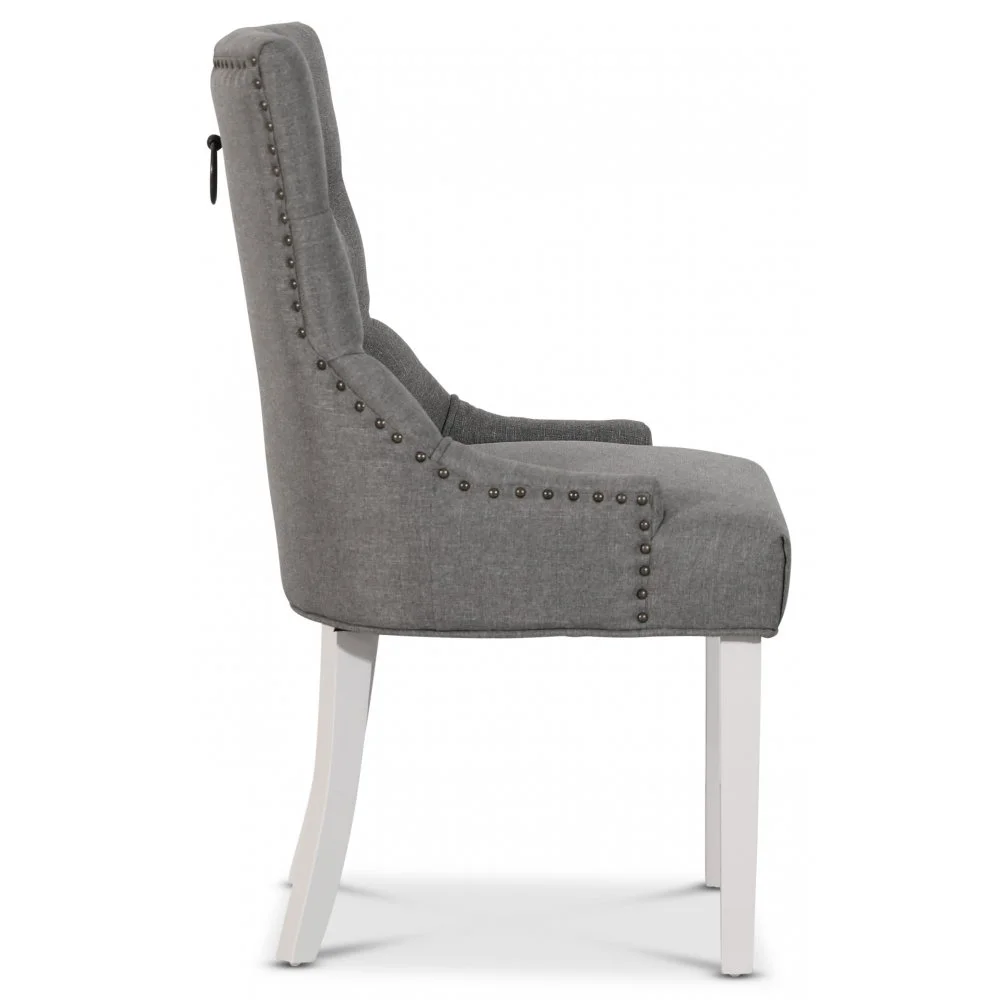 Skånska Möbelhuset Decotique Stol Med Antika Nitar (rygghandtag) - Grå/Vit 5 Skånska Möbelhuset Decotique Stol Med Antika Nitar (rygghandtag) - Grå/Vit - Bild 3