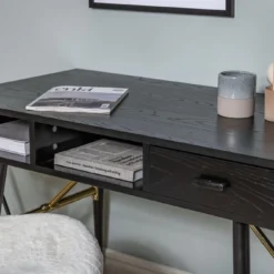 Skånska Möbelhuset Ansmark Skrivbord 110x60 Cm - Svart/mässing -Stolar affär e4baf0f32f636027d9178e0ae4435562e7