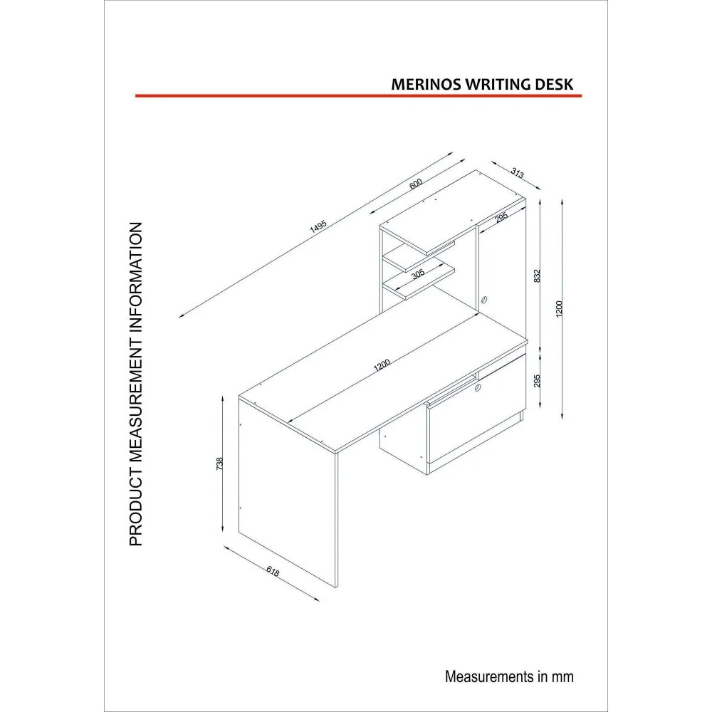Skånska Möbelhuset Merinos Skrivbord 120x61,8 Cm - Vit 6 Skånska Möbelhuset Merinos Skrivbord 120x61,8 Cm - Vit - Bild 4