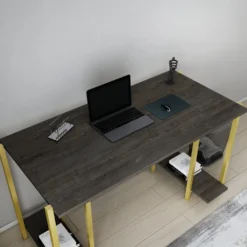 Skånska Möbelhuset Academy Skrivbord 125,2 X 60 Cm - Guld/mörkgrå -Stolar affär f075626757a8fe7be2c4bca11f35fa0cd6