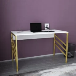 Skånska Möbelhuset Josephine Skrivbord 120 X 60 Cm - Guld/vit -Stolar affär f242f21e9f668569b88408c8c4d5556d31 1