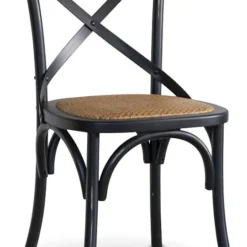 Skånska Möbelhuset Gaston Stol I Böjträ Med Rottingsits - Antik Svart