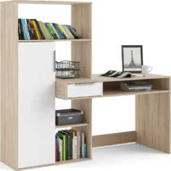 Skånska Möbelhuset Function Plus Skrivbord 162,8 X 60,4 X 155,4 Cm - Ek/vit -Stolar affär f620e17a4b9250f38174675bc9b600d479